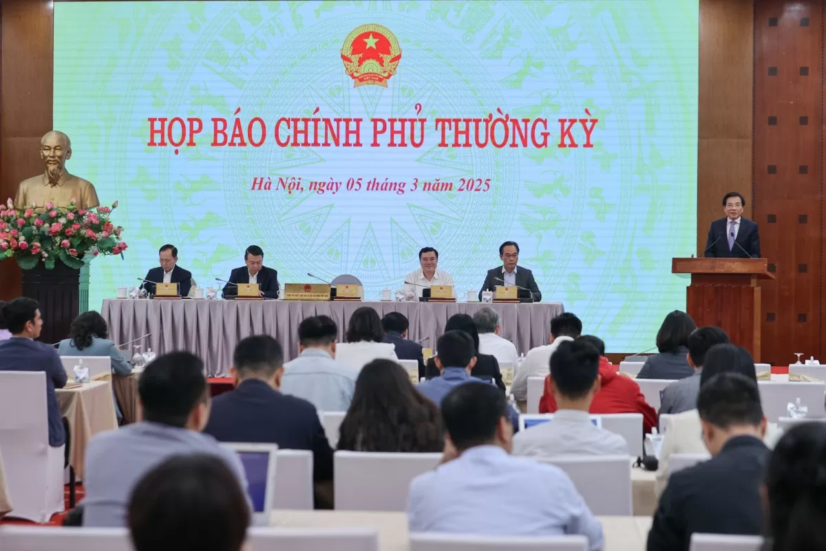 Toàn cảnh họp báo Chính phủ tháng 2/2025 vào chiều 5/3 - Ảnh: VGP/Nhật Bắc