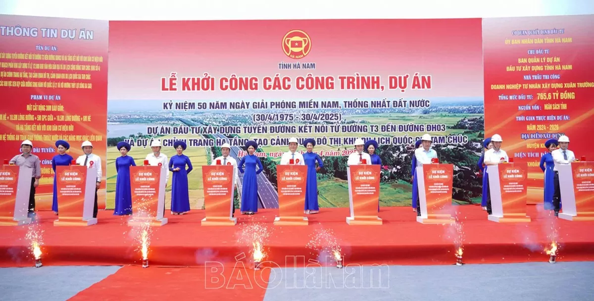 Bộ trưởng Nguyễn Hồng Diên dự Lễ khởi công các Dự án đầu tư xây dựng trọng điểm tại Hà Nam